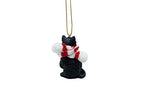 Black Longhair Tabby Kitty Cat Christmas Tree Ornament with Candy Cane Scarf