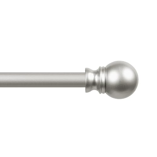Kenney KN55970 Davenport Ball End Petite Café Decorative Window Curtain Rod, 28-48" Adjustable Length, Brushed Nickel Finish, 1/2" Diameter Steel Tube