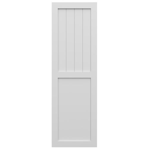 12"W x 45"H True Fit PVC Farmhouse/Flat Panel Combination Fixed Mount Shutters, White (Per Pair - Hardware Not Included)