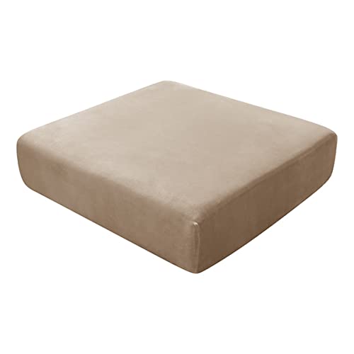Velvet Cushion Covers, Strech Couch Cushion Cover, Individual Cushion Covers for Chair Loveseat Sofa Furniture Protector -Camel-2 Seater