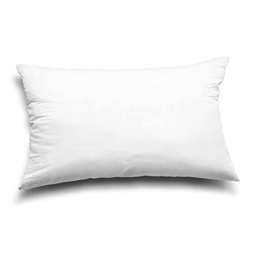 EDOW Throw Pillow Inserts, Set of 4 Lightweight Down Alternative Polyester Pillow, Couch Cushion, Sham Stuffer, Machine Washable. (White, 12x20)