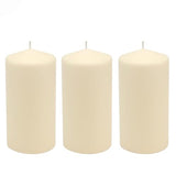 Stonebriar Unscented Pillar Candles – 65 Hour Burn Time, Long-Lasting Wax Candles for Weddings, Holidays, Home Décor & Special Events, Pack of 3, Ivory, 3" x 6"