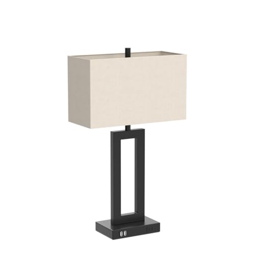 Set of 2 Touch Control Table Lamp with 2 USB Ports, 3-Way Dimmable Modern Nightstand Lamp Sets Bedside Touch Desk Lamp with Fabric Cream Shade For Bedroom Table Living Room Reading, Included Bulbs