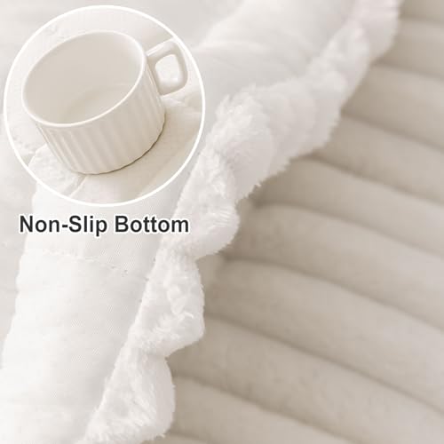hyha Couch Cover for Dogs Washable, Non Slip Thick Flannel Sofa Protector, Pet Friendly Plush Furniture Cover for Sectional Sofa & Loveseat (White, 27.6" x 59")