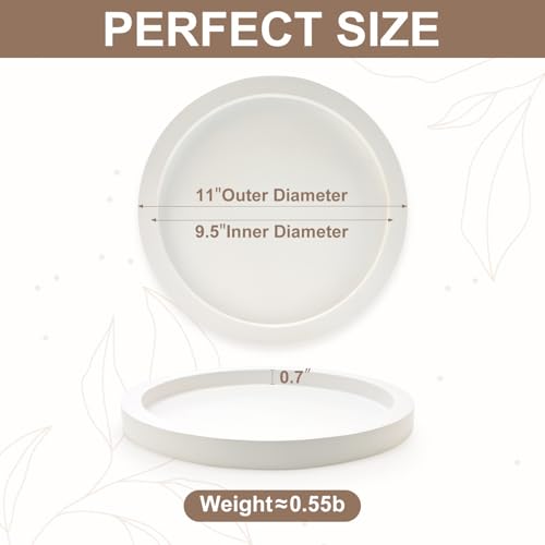 Round Candle Plate Holder White Wooden Coffee Table Tray Kitchen Decor