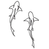 Xedatric Metal Fish Wall Decor - Nautical Shark Room Art, Abstract Line Shark Design for Coastal-Themed Interiors(set of 2,Black)