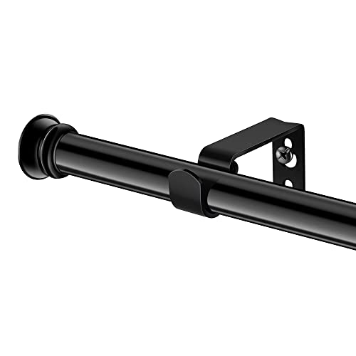 Small Curtain Rods for Windows 30" to 45" 5/8 Inch Standard Decorative Black Curtain Rod with Brackets Easy to Install for Bedroom Living room Kitchen (30",45")
