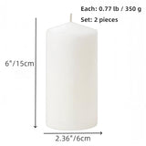 White Pillar Candle Set - 2 Unscented Decorative,Parties, Large Candles, White Candle Columns, Column Candles Clearance or Wedding Candle, 2.4" x 6" (2PC, 6cmX15cm)