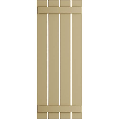 23"W x 52"H True Fit PVC, Four Board Spaced Board-n-Batten Shutters, Natural Twine (Per Pair - Hardware Not Included)