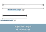 TYRON 2 Pack Screwed Sash Curtain Rod Adjustable 18-30 Inch, 3/8 In. Diameter, French Door Curtain Rods (Black)