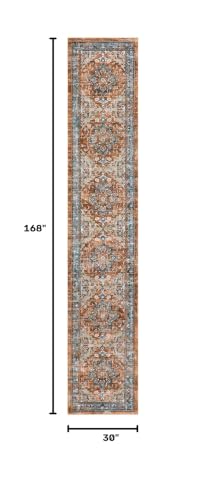 Runner Rug for Hallways Non Slip Washable Boho 2’6”x14 Hallway Low Pile Throw Rugs Vintage Carpet Runners for Entry Way, Kitchen, Laundry Room, Bathroom