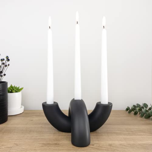 Taper Candle Holder Set - Candle Stick Holders for Dining Room Table, Entryway Table, or Fireplace Mantel - Modern Candelabra Home Decor (Black)