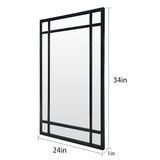 HQiJun Black Rectangle Mirror, Farmhouse Decorative Wall Mirror for Entryway, Living Room, Bedroom, Hallway, Fireplace, Accent Wall Decor (Black1, 34" x 24")