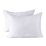 Pillows Set of 2, Fluffy Down Alternative Bed Pillow Cotton Cover, White, Queen Size 20x28