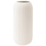 Ceramic Vase for Flowers – Modern Small Ribbed Textured Flower Vase for Home Decor, Pampas Grass, Decorative, Farmhouse, Coffee Table, Kitchen Centerpieces, Bookshelf and Home Living (XL White)