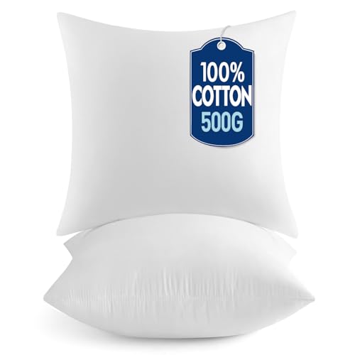 MIULEE 18x18 Pillow Inserts,Set of 2 100% Virgin Microfiber with Cotton Cover Throw Pillows for Couch Sofa and Bed