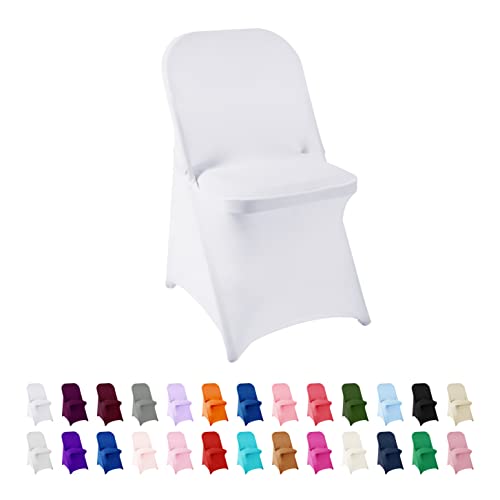 Spandex Chair Cover,25PCS,Living Room Folding Chair Covers,Removable Chair Covers Washable Protector Stretch Chair Cover for Party, Banquet,Wedding Event,Hotel(White)
