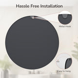 USHOWER Black Round Mirror for Over Sink 24-inch, Circle Bathroom Mirror, Metal Frame Vanity Mirror, Modern Wall Mirror for Entryway Living Room