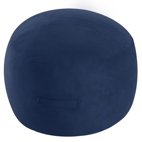 MeMoreCool Round Pouf Ottoman Foot Rest 20x15 Inches, Navy