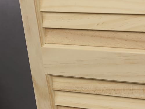LTL Home Products SHL55 Exterior Solid Wood Louvered Window Shutters, 15" x 55", Unfinished Pine