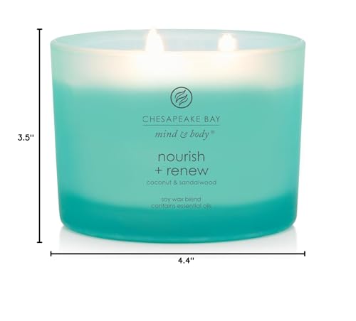 Chesapeake Bay Candle Mind & Body 3-Wick Coffee Table Jar Candle Nourish + Renew (Coconut & Sandalwood)