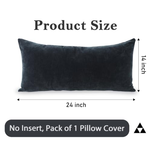 Chenille Lumbar Pillow Covers 14x24 inch Dark Blue