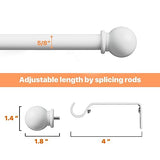 White Long Curtain Rod for Windows 66 to 120 Inch, Splicing 5/8" Heavy Duty Curtain Rod for Outdoor Patio, Sliding Glass Door, Adjustable Drapery Rod Set with Brackets, Matte White