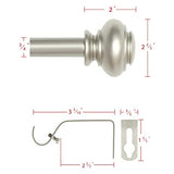 H.VERSAILTEX Window Curtain Rods for Windows 28 to 48 Inches Adjustable Decorative 3/4 Inch Diameter Single Window Curtain Rod Set with Classic Finials, Nickel