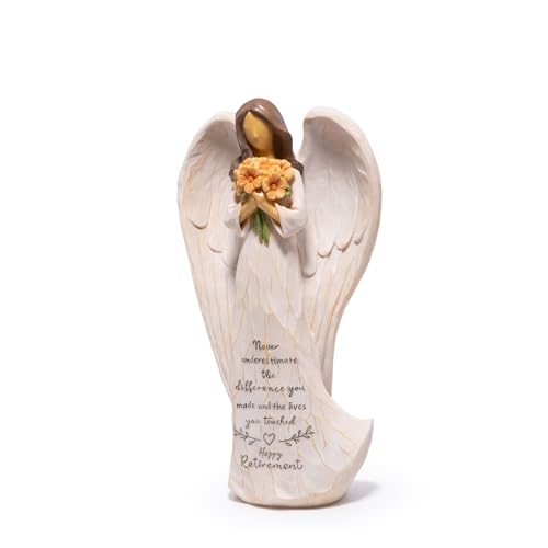 Hodao Retirement Gift for Woman, Angel Figurine with Inspirational Sentiment, Hand-Painted Resin Retirement Keepsake for Coworker, Teacher, Nurse, Friend, Retirement Party Decoration