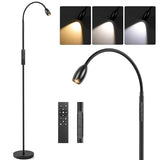 Reading Floor Lamp, 72" Tall LED Lamp with Flexible Gooseneck, Dimmable Zoomable Spotlight, Adjustable Color Beam Standing Lamp, Touch & Remote Control, Task Craft Bedroom Living Room, Matte Black