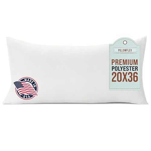 Pillowflex Premium Polyester Throw Pillow Insert - 20x36 - Ultra Soft Large Rectangle Throw Pillow, Couch Sham, Lumbar, Back, Sofa - Machine Washable - Decorative Accent Form - 1 Soft Pillow