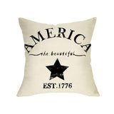 July 4th Farmhouse Decorative Throw Pillow Cover America Est. 1776 Patriotic Sign Decoration Rustic Home Decor Cotton Linen Cushion Case for Sofa Couch, 18" x 18"