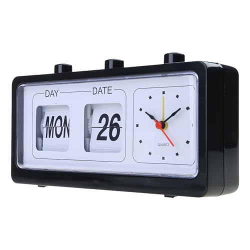 Vintage Retro Alarm Clock, Classic Calendar Desk, Abs Battery Operated Bedside for Home & Office