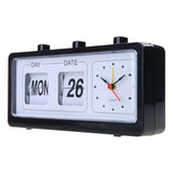 Vintage Retro Alarm Clock, Classic Calendar Desk, Abs Battery Operated Bedside for Home & Office