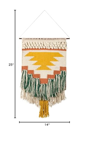 Primitives by Kathy Gypsy Hand Woven Wall Hanging, 14" x 25", Yellow/Green, 8541857714