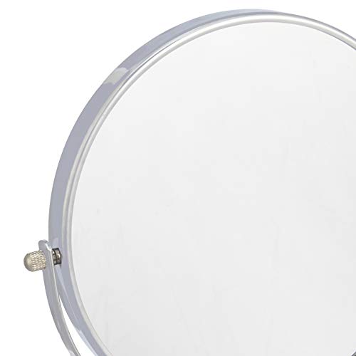 Amazon Basics Wall Mount Round Vanity Mirror with 360° Rotation, Double Sided, 1X/5X Magnification, Adjustable, 12.8"L x 10"W, Chrome