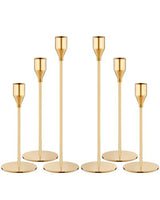 NLBTW Set of 6 Gold Taper Candle Holders, Tall Candlesticks Holder for Dining Table Centerpiece, Fall Decor, Fireplace Mantel & Wedding Gift (Fits 3/4" Thick Candles)