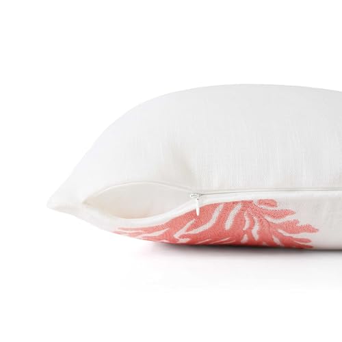 Tommy Bahama Throw Pillow Soft Cotton with Zipper Closure, Tropical Design, Ideal for Bed or Couch, 20" x 20", Coral Island Orange