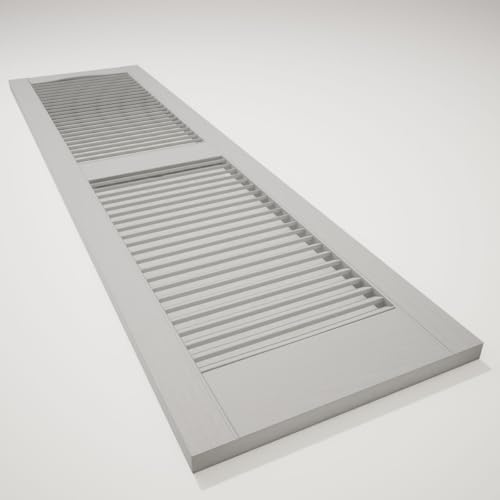 Ekena Millwork Lifetime Vinyl LL1S12X04800PG Standard Cathedral Top Center Mullion, Open Louver Vinyl Shutters, w/Installation Shutter-Lok's & Matching Screws (Per Pair), 12"W x 48"H, Paintable