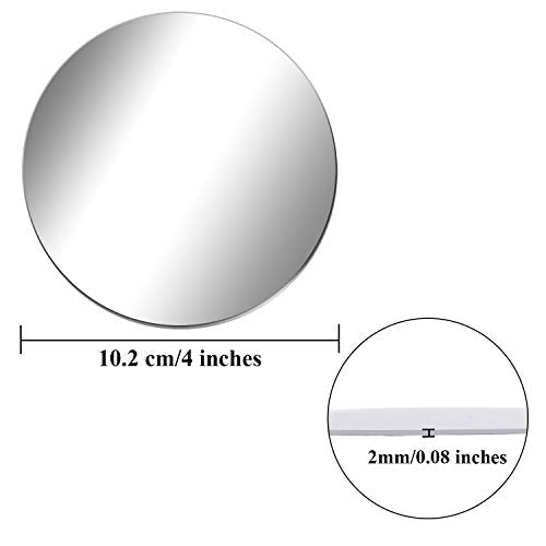 Aneco 6 Pack Acrylic Mirrors - Non Glass, Self Adhesive Round Mirror Wall Stickers for Home Decor, 4 Inches (Thickness 2 mm)