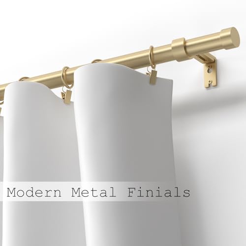 Gold Curtain Rods 180 inch, Extra Long Curtain Rod for Windows 120-180 inch, 1 inch Heavy Duty Drapery Rod for Outdoor Patio, Living Room, Bedroom, Modern Adjustable Curtain Pole 10-15ft