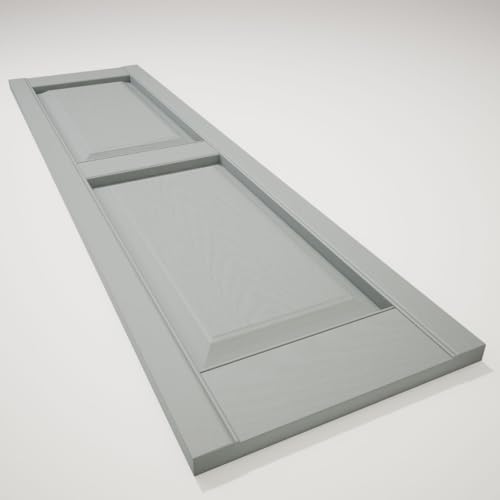 14 3/4"W x 47"H Mid-America Vinyl, Standard Size Williamsburg Double Panel Shutters, w/Installation Shutter-Lok's & Matching Screws (Per Pair), 945 - Platinum