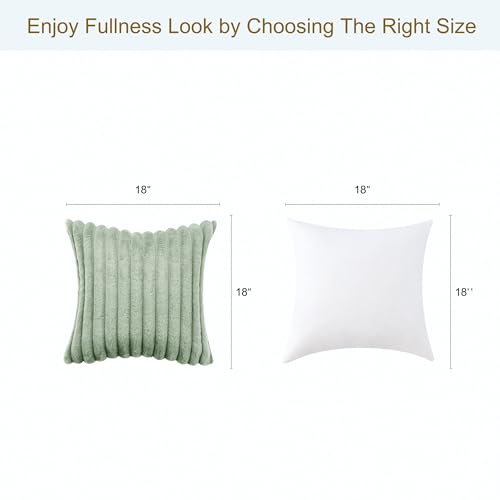 Volcanics Pack of 1 Double-Sided Faux Fur Sage Green Pillow Covers 18x18