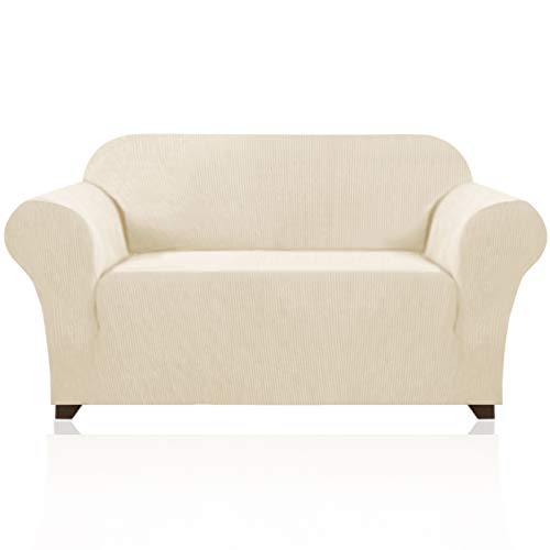 PrinceDeco Stretch Loveseat Sofa Cover Bundle T Cushion Loveseat Slipcover, Natural