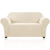 PrinceDeco Stretch Loveseat Sofa Cover Bundle T Cushion Loveseat Slipcover, Natural