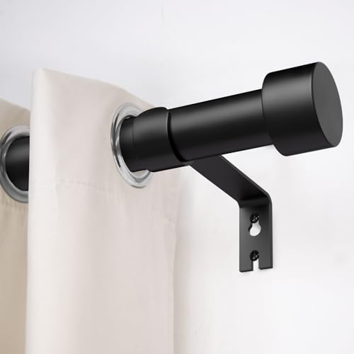 2 Pack Curtain Rods for Windows 48 to 84 Inch(4-7ft), 1 Inch Black Adjustable Heavy Duty Curtain Rod Set, Outdoor Long Drapery Rods for Patio Bedroom, Size 32"- 90"