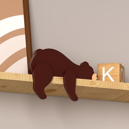 PUTSKA Woodland Nursery Decor - Wooden Animal for Baby Boy Nursery Decor, Forest Decoration for Room, Shelf, Bedroom (Bear)