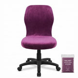 Deisy Dee Velvet Stretch Armless Office Chair Covers - Colorful Stretch Slipcover for Desk Chairs (Purple)