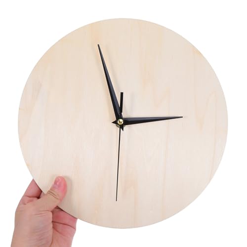 KESYOO 2pcs Wooden Clock Face Blank - 11 Inch Round DIY Clock Dial Plate with Pointer for Painting Crafts Classroom Projects Home Decor