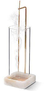 Incense Holder, Unique Marble Incense Stick Holder, 100% Anti-Ash Flying, Brass Incense Holder for Sticks, Incense Burner Holder for Meditation Yoga (White)